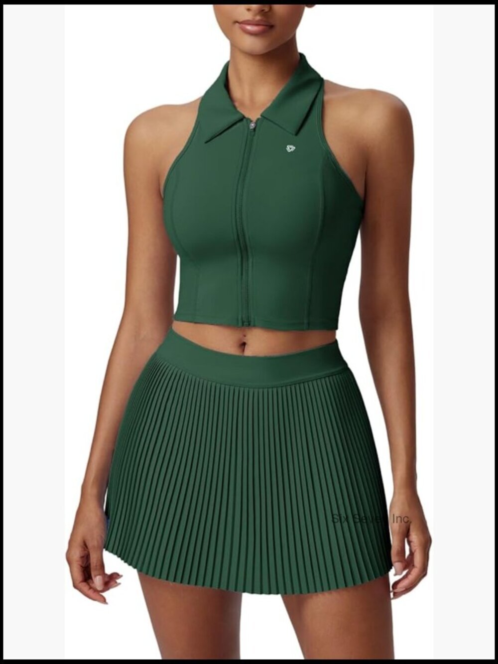 2-Piece Pleated Tennis Skirt Set with Built-in Shorts, Racerback Tank